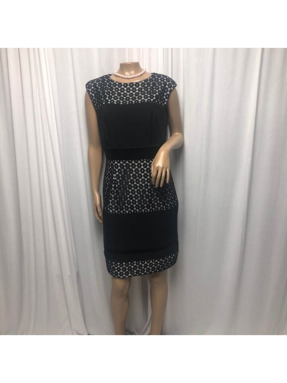 Studio One New York Dress Womens Size 8 Black White Lace Sheath Office Party NEW